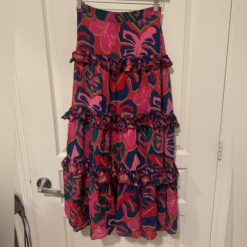 FARM Rio Floral Tiered Maxi Skirt